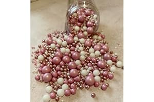 CAKE N BAKE Metallic/Shimmer Balls Edible Cupcake Cake Topper Sprinkles (90G Tub) (Pink and White Mix)