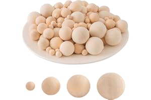 ‎CUWELT CUWELT 150 Stück 4 Größen Holzkugeln Natur zum Basteln, 10mm 20mm 25mm 30mm Holzperlen ohne Loch zum Bemalen, Solide Kugeln Rund Bastelperlen Holzfarbe für Schmuck DIY Handwerk Zubehör Schulprojekte