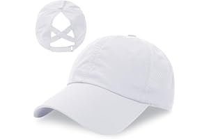 OUTFIT SPRING Baseball Cap for Women Ponytail Cap Criss Cross, Adjustable Quick Dry Ladies Ponytail Baseball Cap, Mesh Washed Casual High Messy Bun Ponycap Breathable Sun Hat for Summer Outdoor Sport