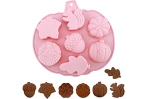 Orapink 1 molde de silicona de otoño para chocolate, hoja de arce, hoja, pavo, ardilla, piñones y calabaza, moldes de chocolate 3D para otoño, día de Acción de Gracias, tema de cosecha