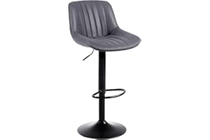 Youhauchair Barhocker, Drehbare Barhocker mit Lehne, Barhocker Höhenverstellbar aus PU-Leder, Moderner Barstuhl Küchenhocker Bar Hocker Bar Stool, Dunkelgrau