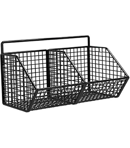JISADER Panier de Rangement Mural, Panier de Rangement Robuste, Panier à Fruits Suspendu, Panier Filaire pour Salle de Bain, collation aux Fruits à la Maison, Grand