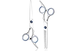 JIASOVAL Hairdressing Scissors, ZYNWEAI Professional 6 Inch Haircut Scissor & Thinning Scissors Set, Hair Cutting Kit, Haircut Beard Trimming Shaping Grooming for Men Women Children Pets Home Salon Barber