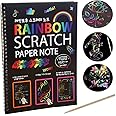 SEREBRUM A4 Size Scratch Art Books for Kids,Rainbow Magic Scratch Paper Black Scratch it Off Art Crafts Notes Boards Sheet with Wooden Stylus - Pack of 1