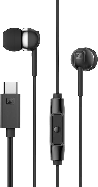 Sennheiser CX 80U – Wired In-ear Headphones, USB C Connection, In-line One-Button Smart Remote with Microphone, Closed Earbuds for Passive Noise Cancelling – Black - 1