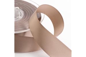 Italian Options Satin Ribbon, Fabric Ribbons for Gift Wrapping, Crafting, Balloons, Wedding Car, Presents, Cake, Christmas, Birthday, Gift Wrap Accessories, 10mm Wide x 25 Metre Roll, Taupe