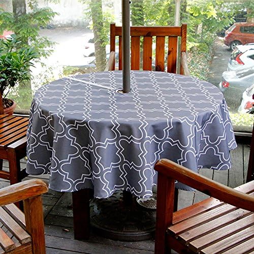 Fanjow® Polyester Rectangle Tablecloth Floral Print Table Cloth Waterproof Spill proof Tablecloth for Restaurant Kitchen Dining Party Banquet (60" Round, Dark Grey)