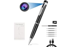Xahpower Caméra Espion Caméra Cachée Stylo, Mini Caméra Stylo de Poche Portable avec Enregistrement Vidéo avec Carte SD de 32 Go pour Maison, Réunions d'affaires, Rechargeable