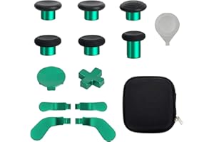 MARSPELL 13 in 1 Metal Thumbsticks for Xbox One Elite Series 2 Controller, Elite Series 2 Core Controller Accessories Replacement Parts, Metal Mod 6 Swap Joysticks, 4 Paddles, 2 D-Pads, 1 Tool(Green)