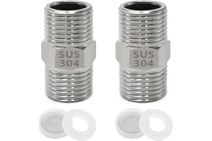 GOIYZTTR 2 Pezzi Nipplo Esagonale in Acciaio Inossidabile Raccordo Filettato Doppio Filettatura Maschio Connettore per Raccordo per Tubo Doccia Esteso