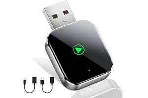 TKHIN Mini CarPlay Wireless Adapter for Apple iPhone - Converts Wired to Wireless CarPlay Adapter, CarPlay Dongle Stick for Apple Wired CarPlay Cars & for iPhone iOS 10+, USB & Type-C, Plug & Play
