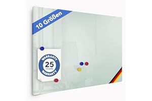 ‎FLOORDIREKT Floordirekt Magnettafel für Küche Glas-Whiteboard inkl. 5 Magnete - Memoboard - magnetisch & beschreibbar - Schreibtafel Magnetwand Wandtafel Präsentationsboard (Glasboard Weiß, 45 x 60 cm)