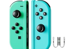 Vinkarpe Manette Switch, L/R Manette Switch sans fil pour Switch/OLED/Lite avec 6-Axis Gyro/Double Vibration,Plug-and-Play, avec une Paire de Dragonne Switch