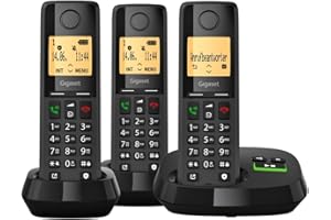 ‎GIGASET Gigaset Pure 320A Trio - Schnurloses DECT-Telefon mit Anrufbeantworter - mit Call-Block-Taste und Freisprechfunktion - 100 Kontakten, schwarz [Kompatibel in DE, IT, FR, NL, BE, Che, AUT]