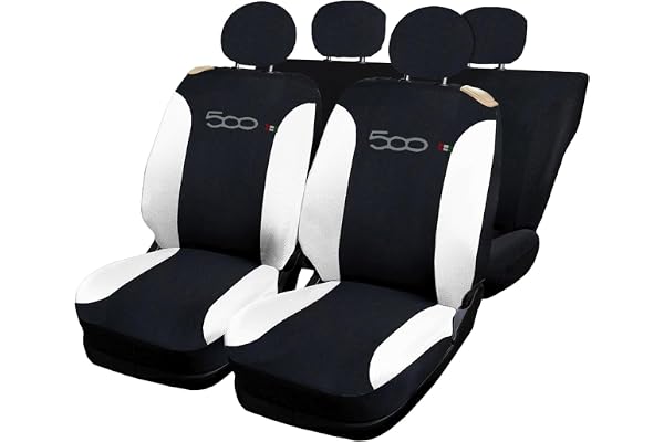 Lupex Shop - 500_N.Bi - Housses de sièges Auto Bicolores - Noir/Blanc