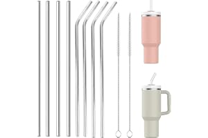 8 stycken återanvändbara sugrör glassugrör, långa 31 cm för Stanley Adventure Quencher resemugg 100 ml, klara hårda plastsugr