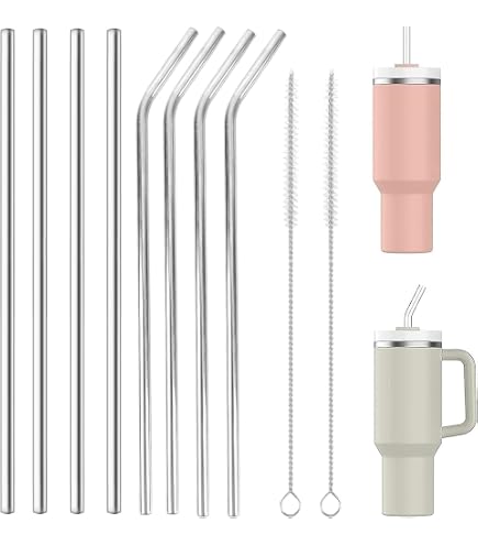 Lot De 4 Pailles En Inox 304 Réutilisables - 30 Cm, Avec Brosse De Nettoyage - Compatibles Tasses Stanley 30/40 Oz Et Verres