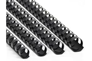 RAYSON Spirali per Rilegatura, 21 anelli, 90-145 fogli, 12 mm 14 mm 16 mm 18 mm, Varie Misure, A4, Nero, Confezione da 80 Pezzi