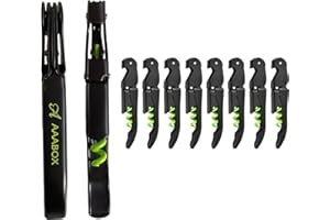 AAABOX Pack of 10 Sacacorchos Profesional Sommelier de Doble Palanca,3 en 1 Abridor de Vino con Espiral de Acero Inoxidable(Verde y Negro)