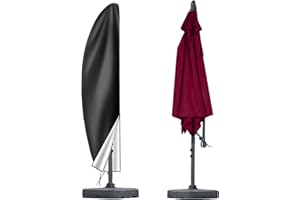 OKPOW Ampelschirm Sonnenschirm Schutzhülle - 210D Wasserdichte Sonnenschirm Abdeckung Hülle für 2 bis 4 m Große Garten Ampel Außenschirm - Reißfest Sonnenschirmhülle mit Zip Kordelzug Winddicht