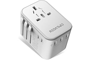 Adattatore universale, Redagod con adattatore da viaggio 3 USB e 2 USB C Adattatore da viaggio internazionale con spina universale per USA, Australia, Regno Unito Caricabatterie universale