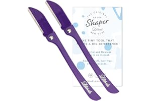 Lilibeth of New York Original Brow Shaper - Foldable Eyebrow Trimmer & Facial Hair Removal Device - Peach Fuzz Remover - Dermaplaning Tool for Women - Pack of 2 - Purple