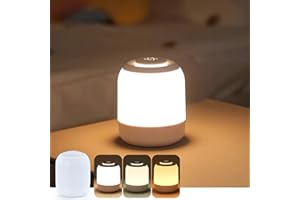 Haotao Eye Caring Bedside Lamps, Small Touch Lamp, Kids Bedroom Night Light, 3-Way Dimmable Warm/Cold Night Lamp, Children Night Light, USB Rechargeable Portable Lamp for Baby Nursing/Sleeping Aid