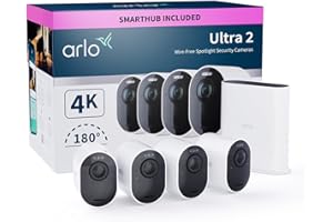 Arlo Ultra 2 4K IP zewnętrzna kamera monitorująca, zestaw 4 kamer | bezprzewodowa | z oświetleniem | tryb nocny w kolorze | czujnik ruchu | syrena | 3 msc. okresu testowego Arlo Secure