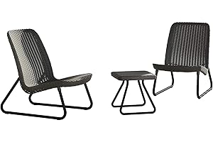 Keter Rio Patio Set - Modernes Lounge Gartenmöbel Set für Balkon und Garten in Graphit - Inkl. 2 Sessel & 1 Tisch