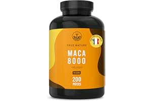 Maca Jaune 8000mg - Booster Vigueur, Énergie & Endurance - 200 Gélules d'Éxtrait de Racine de Maca Ginseng - Vegan - Sans: Additifs, Gluten & Lactose - TRUE NATURE
