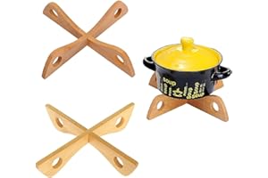 SDFAA 3 Piezas Salvamanteles de Bambú, Almohadillas Calientes de Bambú, Soporte de Bambú Resistente Al Calor, Juego de Almohadillas Aislamiento Térmico Plegadas Bambú Natural, para Cocina, Protección Mesa