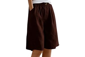 DAPONGZHI Bermudas para Mujer Talla Grande Pantalones Capri de Verano Pantalones Cortos Ligeros con Bolsillos Cintura Alta Pantalon Cortos Chinos de Pierna Ancha Color SóLido Holgados