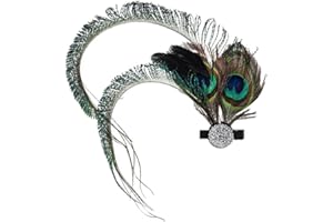 Chyuxinda 1920er Jahre Pfau Feder Fascinator Haarspange Gatsby 20er Jahre Böhmisch Kopfstück für Halloween Cosplay Karneval Party