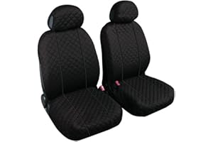 Lupex Shop Ketty.Rigo_N.G Copri-sedili Auto Universale Coppia Anteriore Trapuntato Nero Bordino Grigio | Set Coprisedile Universali per Anteriori | Airbag Compatibili | Accessori Auto Interno