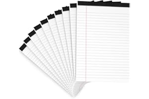 AIDUNMIS Confezione da 10 blocchi legali da 12,7 x 20,3 cm, a righe, per lista della spesa, blocchi per appunti a righe strette, 12,7 x 20,3 cm, bianco, piccolo, legale, 30 fogli per fare appunti, carta da 80