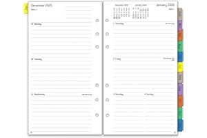 YHH Ricambio Agenda Organizer 2026 Settimanale con Divisori Mensili, Pagine per Password Nota Contatto, Personale Formato 9,5 x 17.1cm, 6 Fori, Da Gennaio a Dicembre 2026, Carta Spessa 100gr