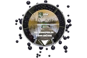 Zite Fishing Assortiment de 100 Perles en Caoutchouc pour pêche à la pêche 2-8 mm - Set d'accessoires avec boîte - Line Stopper Rubber Beads