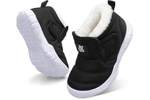 JIASUQI Baby Boys Girls Booties Kid Warm Fuzzy Snow Boots Toddler Outdoor Cozy Winter Shoes with Faux Fur Lined