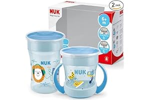 NUK Magic Cup & Mini Magic Cup Trinklernbecher Duo-Set | auslaufsicherer 360°-Trinkrand | 6+ Monate | auslaufsicher und BPA-frei | 160 ml & 230 ml | blau