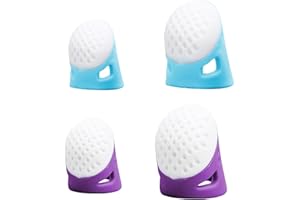 DACATOOW 4 Pcs Thimbles for Hand Sewing,Silicone Rubber Thimbles,Thumb Protector Rubber for Knitting,Easy to Use Rubber Finger Thimbles for Protect Fingers (2 Sizes)