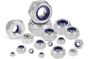 BOUMVID Dadi di Bloccaggio M6, 100 Pezzi Esagonali Dado di Autobloccanti Sicurezza in 304 Acciaio Inox A2 V2A, Dado Esagonale DIN 985, Dadi di Arresto, per Viti Bulloni Filettati Inserti