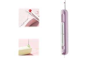 YUCHIFA Enhebrador de agujas automático 2 en 1 mejorado, removedor de costuras incorporado y herramienta de enhebrador de agujas, descosedor de costuras multifunción, accesorios de costura (Purple)
