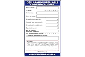 SIGNALÉTIQUE.BIZ FRANCE Signalétique.biz - Panneau Déclaration Préalable Travaux + Marqueur Noir - Akylux 80x120 cm avec Œillets