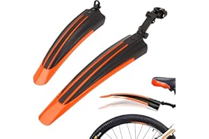 Kugooyi Bike Mudguard Set, Bicycle Fenders Front & Rear Mud Guard Portable Universal Adjustable Full Cover Thicken Widen Tires Mudflap for 20",22",24",26" MTB Mountain Road Cycling (Orange)