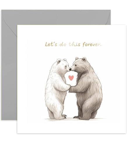 Old English Co. Happy Anniversary Card For Husband, Rabbit, Romantic Cute, Couples And Her | Gold Foil Detail | Blank Inside And Envelope Included - View #4