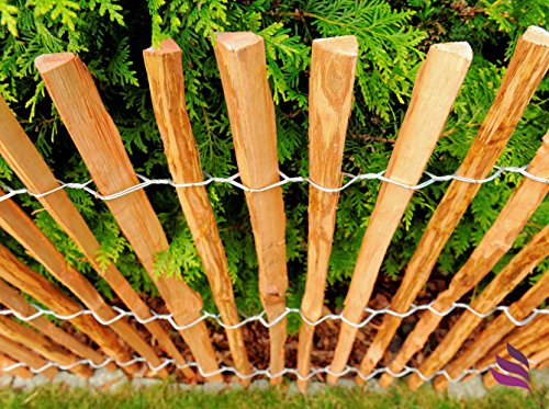 Imprägnierter Staketenzaun, Holzzaun mit sicheren Spitzen als Gartenzaun, Weidezaun, Teichschutzzaun. Holzart: Haselnußholz (Corylus avellana L) – Länge: 5m, Lattenabstand:(3-4 cm), Höhe:120 cm - 3