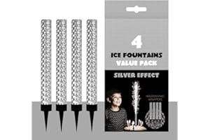 ZINNIAUK Pack of 4 Silver Ice Sparkling Fountain Candles | Premium Candles for Birthday, Christmas, Anniversary, Wedding, New Year with Bright Sparkle & Long-Lasting Burn