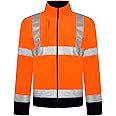 Sam Caan® Hi Vis Softshell Jacket Men High Visibility Viz Reflective Water Resistant Shower Proof Rain Repellent Windproof Safety Site Coat Work Wear Builder Soft Shell Workwear Warm Top