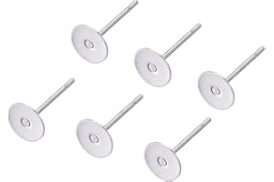 Craftdady 500pcs Stainless Steel Earrings Posts Flat Pad 6mm Blank Stud Earrings Back for Jewelry Making