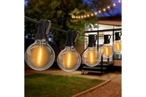 Fortand Guirlande Guinguette Extérieure, 20M Guirlande Guinguette LED G40 Ampoules 30+2 Rechange Guirlande Lumineuse Extérieures/Intérieur Étanche Blanc Chaud Guirlande Decorative pour Jardin, Fête
